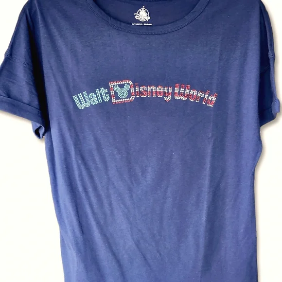 NWT Disney Parks Walt Disney World Patriotic Rhinestone Tee Shirt Sz M - Picture 2 of 5